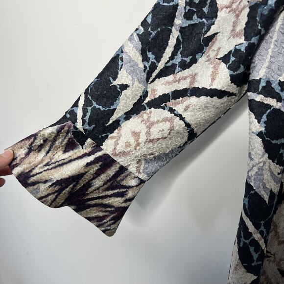 Chicos Jacket Womens Large Open Front Brocade Floral Bell Sleeve Textured Boho - Picture 5 of 10